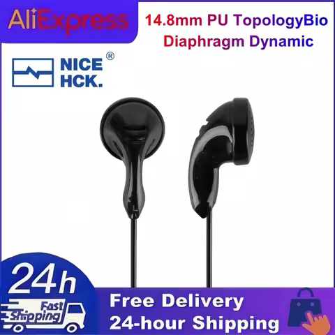 NICEHCK B80 14.8mm PU TopologyBio Diaphragm Dynamic HIFI Wired Flat Earbud Music IEMs with HD Microp