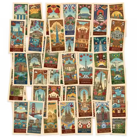 10/50PCS World Landmark Graffiti Stickers Attractions of Various Countries DIY Toys Secret for Trave