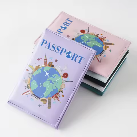 Passport Covers Women Men Cartoon Print Passport Holder Flight Ticket Clips ID Bank Credit Card Hold