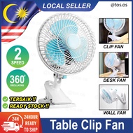3in1 Portable Clip On Desk Fan 2 Speed 360° Oscillating Cooling Adjustable Tilt Wall Fan / Kipas Mej