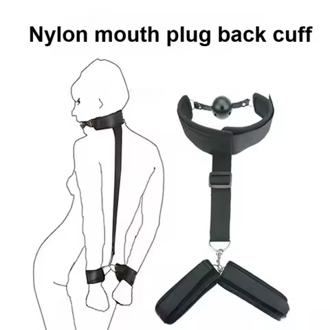 Adult Bondage Gear Set Rear Handcuffs Ball Gag Mouth Restraint BDSM Restraints for Women Couples Pla