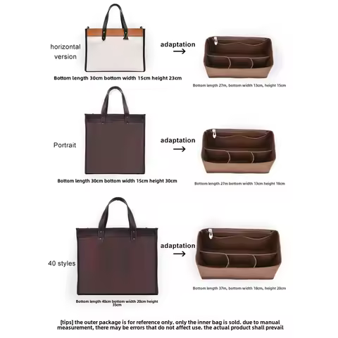 【Only Sale Inner Bag】Bag Organizer Insert For Coach Field Tote 30 Bag Felt Cloth Insert Purse Organi