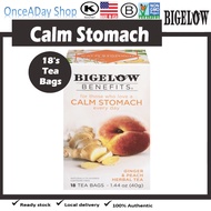 Bigelow Tea, Calm Stomach Tea Ginger & Peach, Caffeine Free, 18 Tea Bags, once a day shop chamomile 