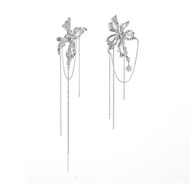 Earrings Begonia Pearl Earrings Flower Fall Pure Silver Designer Asymmetric Niche MZE9