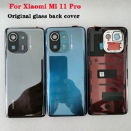 For Xiaomi Mi 11 Pro Original Tempered Glass Back Cover Spare Parts For Mi11 Pro Back Battery Cover Door Housing + Camera Frame