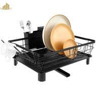 Dish Drying Rack with Swivel Drainage Spout Cutlery Holder Stainless Steel Dish Drainer Efficient Dr