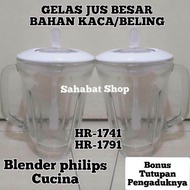 GELAS JUS KACA + TUTUP BLENDER PHILIPS CUCINA HR 1741