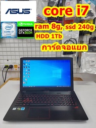 Notebook  (Laptop) ASUS GL552VW,Core i7, Ram 8 G,SSD M.2 240GB+ HDD 1TB ,การ์ดจอ GTX960M_4G ใช้เล่นเกมส์,ทำงาน (สินค้ามือสอง พร้อมใช้งาน)