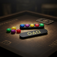 Korean Traditional Game Sets with Dice for Party Fun, Square Circle Triangle Family Stone Catching G