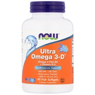 ✅READY STOCK✅ Now Foods, Ultra Omega,  3-D, D3, 3 D, D-3, D, 90 Fish Softgels