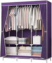 Canvas Wardrobe,Portable Fabric Wardrobe with Hanging Rail and Shelves,Clothes Closet Storage Organi