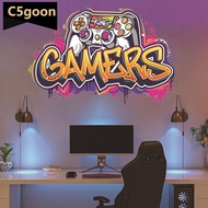 C5GOON Larger 3D Broken Wall Hole Game Poster Gamer Gamepad Vinyl Mural Stickers Kids Bedroom Gaming