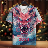 เสื้อยืด2024ปีแห่งมังกรเสื้อยืดลำลองสำหรับผู้ชายเสื้อยืดผู้ชายบนถนนเสื้อผ้าพิมพ์ลายมังกร3D