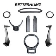 BETTERHUMZ For Subaru BRZ Toyota 86 2013-2020 Carbon Fiber Leather Steering Wheel Cover Sticker Side Outlet Frame Access
