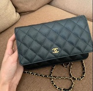 CHANEL woc黑金荔枝皮鏈條包