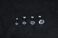 1Pc Anting Tusuk Titanium Zircon Berlian Bentuk Tulang Ukuran 3mm sampai 6mm untuk pria Wanita