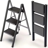 Ladder Folding Ladder 2/3 Step Household Carbon Steel Kitchen Step Stool Black Foldable Step Ladder