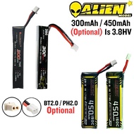 Alienmodel 1S HV 3.8V 300/450mAh (Optional) Lipo Battery with PH2.0 / BT2.0 Plug (Optional) AL-PHBT