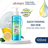 Sữa rửa mặt dạng gel sạch thoáng dịu nhẹ Garnier 2% [BHA Vitamin C] cho da dầu mụn 120ml