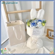 AKIYAMAMIO Crochet Flower Bouquet, Rabbit Ears Handmade Knit Rose Bouquet, Cute Creative Completed w