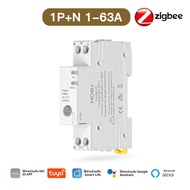 MOES Tuya Zigbee Smart Circuit Breaker 63A นาฬิกาปลุกเกณฑ์ชุดไฟฟ้า V0 ทนไฟ Retardant APP ควบคุม Alex