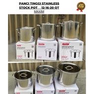 Stainless Steel Pan MAXIM STOCK POT 12QT 16QT 20QT Steamer/ Thick Tall Pan/ By MASPION