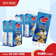 Combo of 6 IDORE Wall-Mounted Tissue Bags 1480 Sheets/Bag - Gentle for Sensitive Skin, Outstanding A