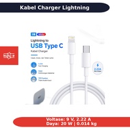 Lightning to USB Type C Fast Charging Charger Cable 2.22A 1M V12 White