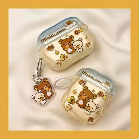 Rilakkuma Earphone Case for Apple AirPods4 AirPodsPro2 Pro Cute Headphone Protective Cover Soft Shoc