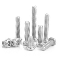 20pcs M3 M4 M5 M6/6/8/10/12/14/16/18/20/25/30 mm A2-70 304 Stainless steel Cross Phillips Pan Head Metric screws Screw Round Bolt(Metric screws not inch screws)