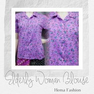 Elderly Woman Blouse Polycotton With Collar | Grandma Blouse | Baju Nenek | Paati Blouse ( Random Co