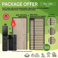 [PACKAGE] Non Fire-Rated Main Door + Mild Steel Gate Simple Designs + Lockin Digital Lock X9 Door Lo