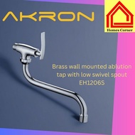 Akron 1/2" Chrome brass wall mounted ablution tap with low swivel spout [Model: EH1206S]