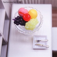 factoryoutlet2.sg 1Set Dollhouse Miniature Fruit Platter Peach Cherry Grapes W/Tray Home Decor Hot