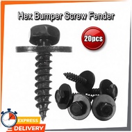 20pcs M5 Screw Bolt Retainer Bumper Screw Fender Splash Seal Cover M5 x14.5mm Hex Screw Bolt Body Co