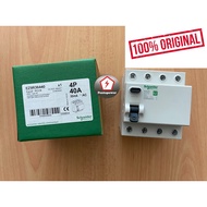 SCHNEIDER EZ9R36440 Easy9 Residual Current Circuit Breaker - 4P - 40A - 30 mA - AC type - 400 V