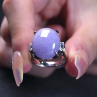 紫羅蘭翡翠蛋面戒指 PT900白金鑽石 | 天然緬甸玉翡翠A貨 | 送禮