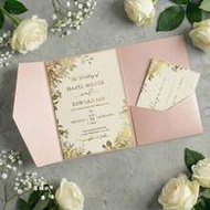 20pcs Tri-Fold Pocket Style Wedding Invitation Envelopes, Minimalist Design Suitable For Engagement,