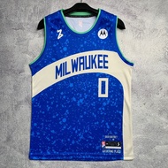 Damian Lillard Milwaukee Bucks 0 Basketball Jersey biru City – Swingman T-Shirt Tops