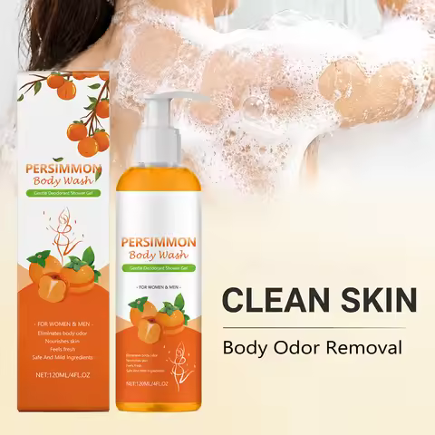Persimmon Scent Body Wash Deep Moisturizing Clean Body Odor Remover Gentle Refreshing Shower Gel For