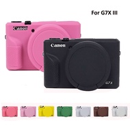 สำหรับ Canon G7X Mark III G7X3ฝาครอบซิลิโคนสำหรับกล้องเคสนิ่มสำหรับปกป้องผิวพร้อมฝาปิดเลนส์สำหรับ G7XIII กล้องถ่ายรูปวีล็อกกระเป๋าอุปกรณ์เสริม