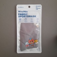 (包平郵) WISEWAY Grey Fabric Sportmask 灰色環保運動布口罩 尺寸：XL