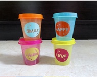 ready stock in singapore - 4pcs tupperware small midget printed with words  60ml - (4)