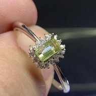 [Certificate] Olivine Stone Adjustable Ring (4x2mm+-)Silver plated【证书】橄榄石戒指 (镀银)-可调节 带证书 一物对一证的真证书 C