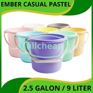 IK - Casual Bucket 2.5 Gallon Pastel Plastic Bucket 9 Liter