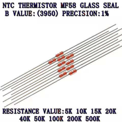10pcs Thermal Resistor NTC MF58 B3950 1% 5K 10K 20K 50K 100K 200K 500K ohm Thermal Resistor sensor