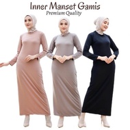 Inner Dress Lengan Panjang / Gamis Manset Lengan Panjang Spandek Soft