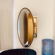 Nordic American Bathroom Hallway Mirror Cabinet Storage Mirror with Storage Bathroom European Oval Bathroom Wall Hanging