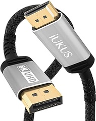 IUKUS 8K Displayport to HDMI Cable 2.1, 8K DP to HDMI Audio Cable Male to Male Unidirectional Display to HDMI Port Adapter Cord for Dell, Projector, Monitor, Desktop, NVIDIA, AMD, HP,Lenovo (1.8M/6FT)