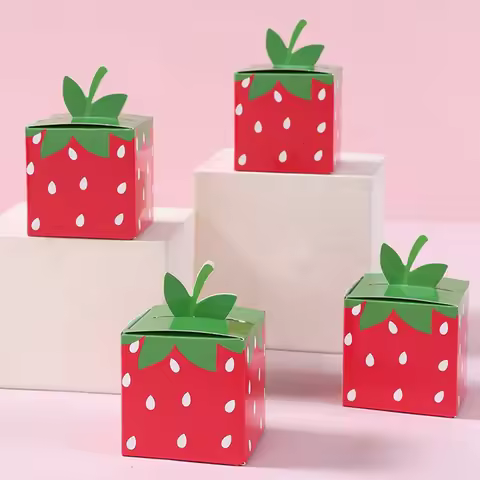 5/10/20pcs Strawberry Party Favor Box Summer Strawberry Gift Boxes Cute Fruit Goody Boxes for Strawb